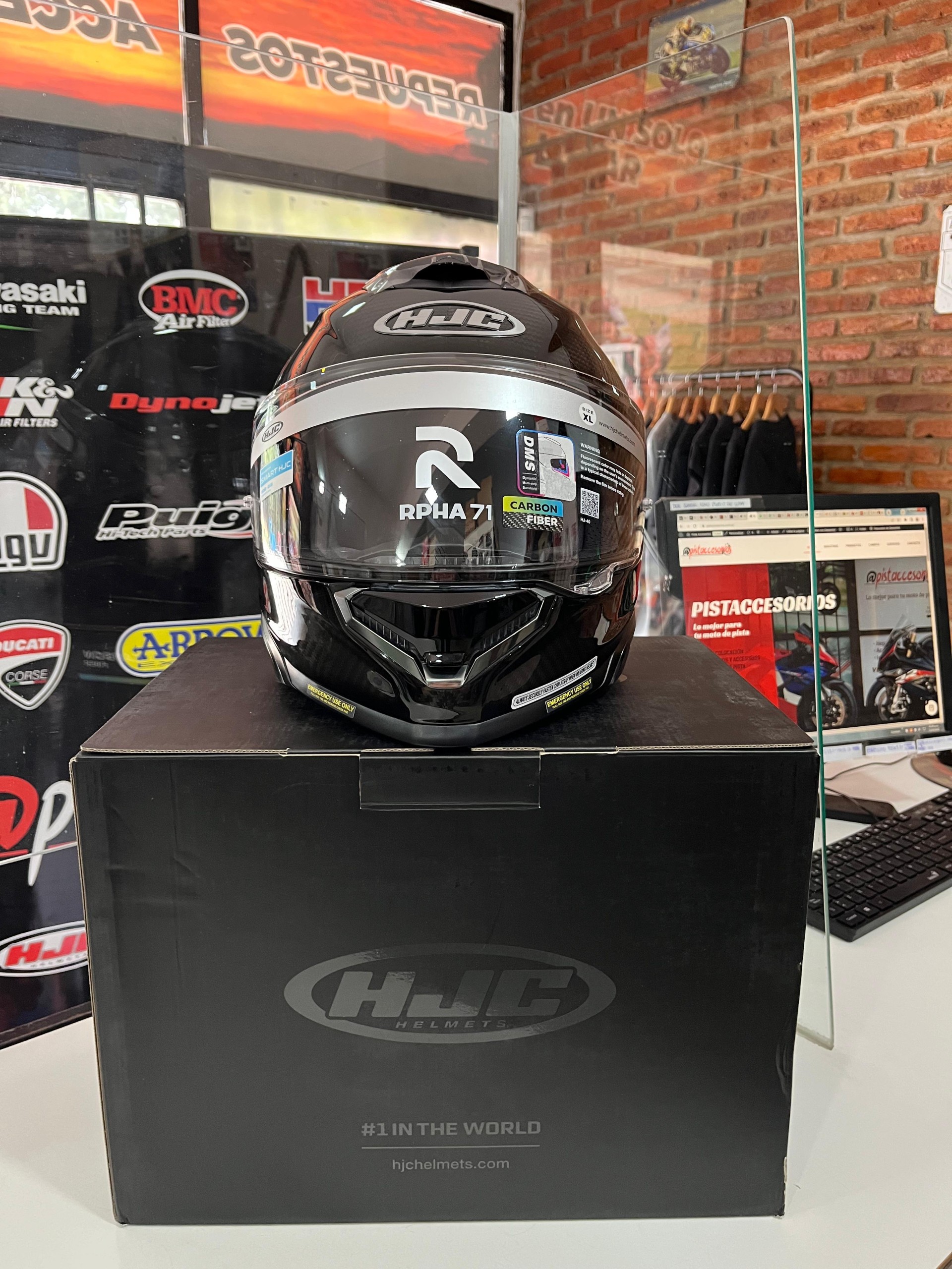 CASCO HJC RPHA 71 NEGRO CARBONO CON VISOR INTERNO - Imagen 8