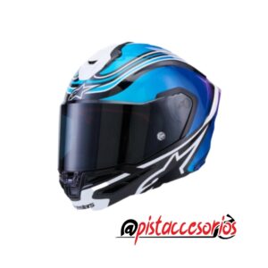 CASCO SUPERTECH R7 ZEAL NEGRO BRILLANTE/AZUL/ROSA FLUO/BLANCO ALPINESTARS