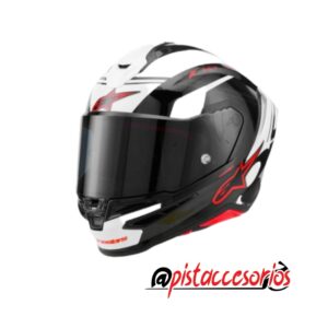 CASCO SUPERTECH R7 A-CORE NEGRO BRILLANTE/BLANCO/ROJO ALPINESTARS